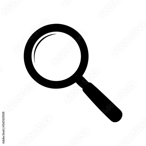 Simple Side View Black Silhouette Of A Magnifying Glass For Search Icons