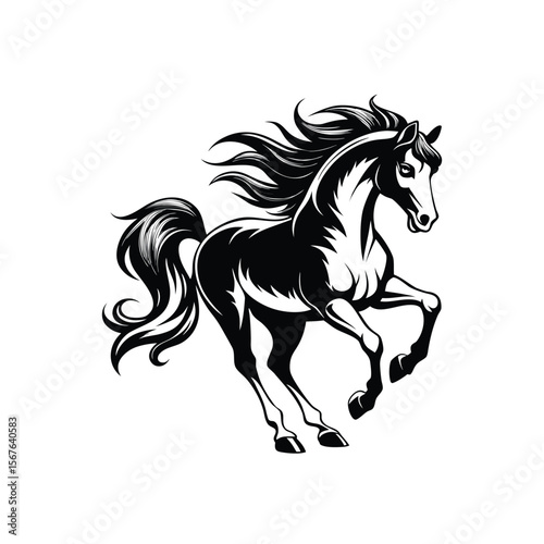 beautiful horse majestic standing silhouette vector illustration isolated white background