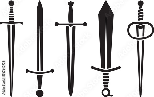 Set of Medieval Sword Silhouettes Collection