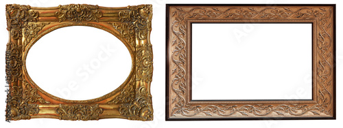 frame picture isolated on white background gold antique