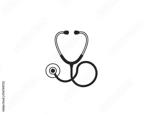 Auscultation Device Silhouette: A minimalist image showcases the elegant form of a stethoscope, an iconic emblem of healthcare and well-being.