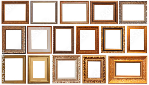 frame picture isolated on white background gold antique
