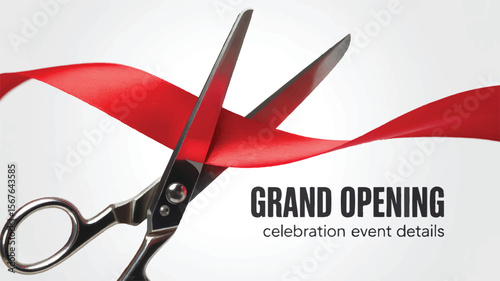 Grand Opening Ribbon Cutting Ceremony scissors red ribbon