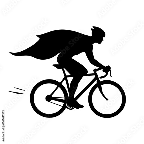 Superhero Cyclist Silhouette High-Quality Vector Illustration