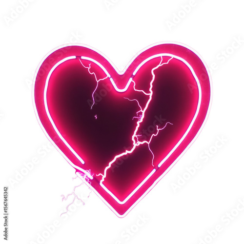 Neon Electric Heart with Lightning Bolts Running Through It