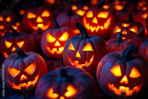 Wallpaper Mural Glowing Halloween Pumpkins Spooky Night Festive Autumn Holiday Torontodigital.ca