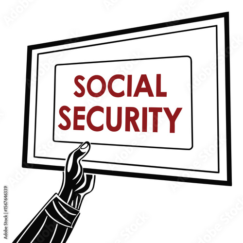 Hand Holding Sign with Social Security Text vector
