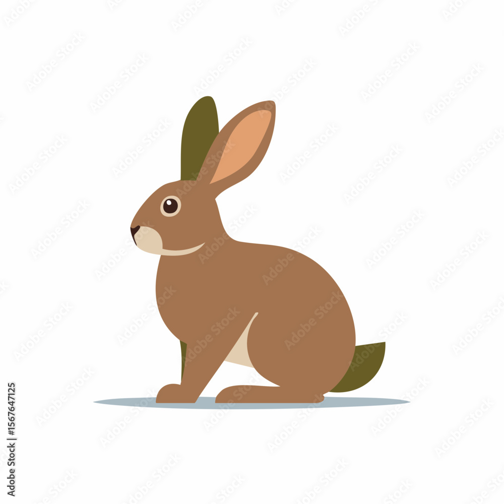 Fototapeta premium Adorable Brown Rabbit Illustration A Simple, Flat Design