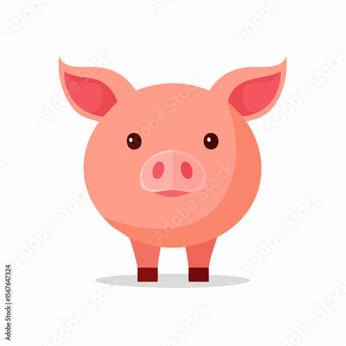 Adorable Pink Pig Illustration Cute Cartoon Swine Design