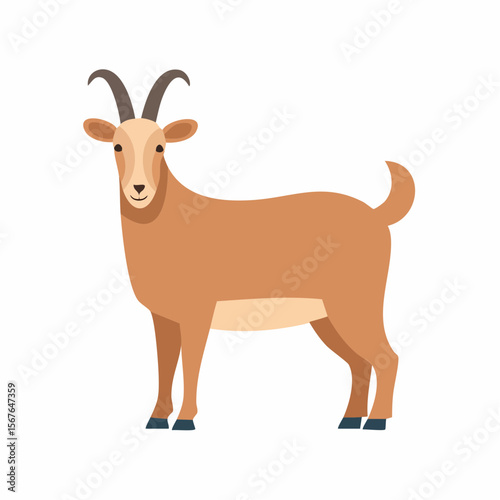 Illustration of a Brown Goat, Farm Animal, Domestic Goat