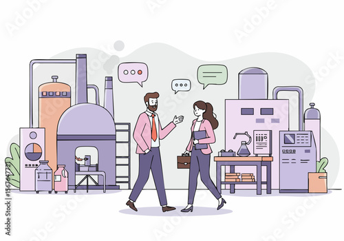 Business Professionals Discussing in an Industrial or Scientific Facility