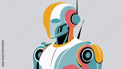 retro robot vector illustration