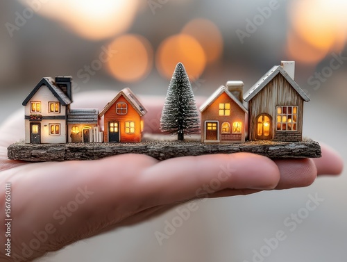 3D model of a modern house and fall them and coins real estate concepts