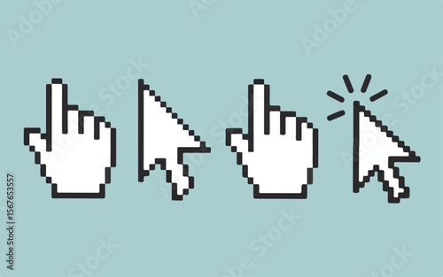 Pixel Art Cursors Hand & Arrow Pointer Icons