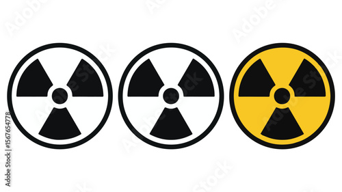 Radiation Warning Symbol Black, White, Yellow Hazard Icons