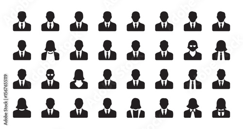 Diverse Business Professionals Team Icons Representing Leadership Corporate Structure and a Variety of Employee Faces