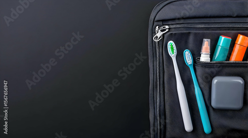 Compact Travel Toiletry Bag with Essential Oral Hygiene Items