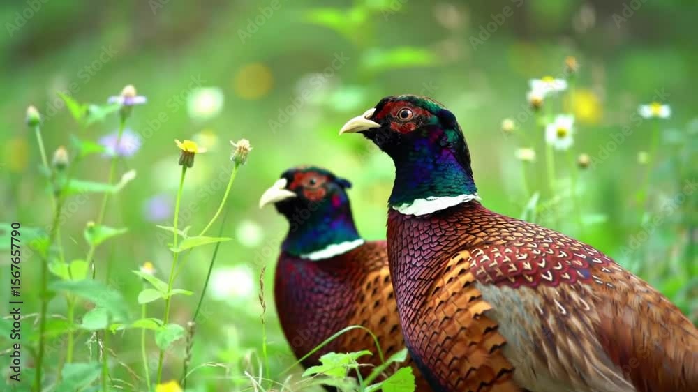 custom made wallpaper toronto digitalPheasants in wildflowers
