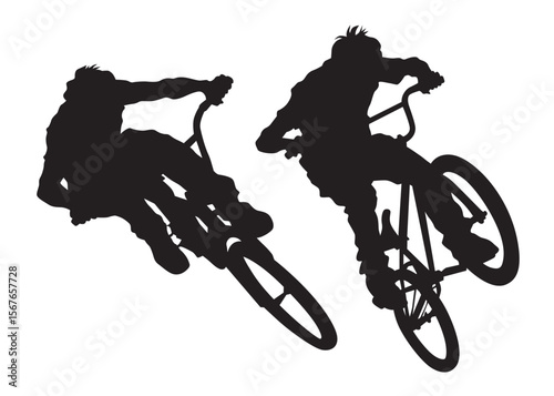 Sport people whit bike on white background