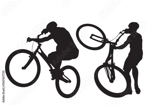 Sport people whit bike on white background