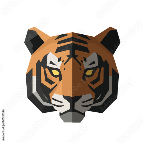 Low Poly Tiger Head Vector Illustration – Modern Geometric Animal Art