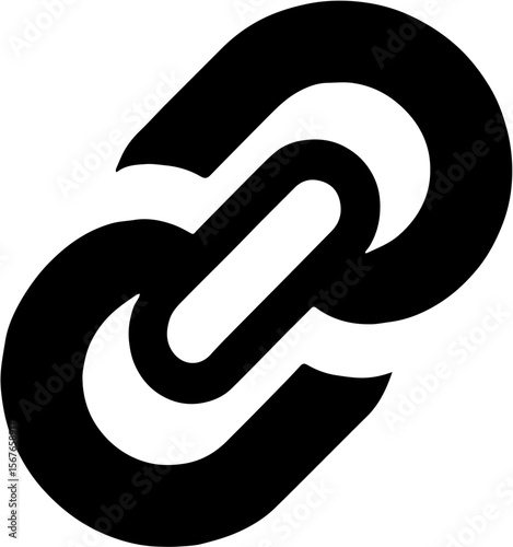 black and white vector of standard chain link icon, 