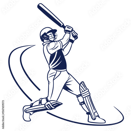 Black and White Cricket Vector Art | Minimalist Line Illustration of Football Player.