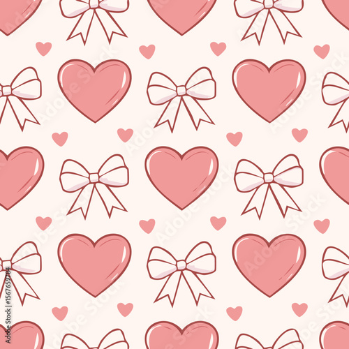 Hand-Drawn Heart Vector Pattern – Romantic Doodle Seamless Background