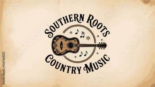 Southern Roots Country Music Guitar Logo acoustic guitar