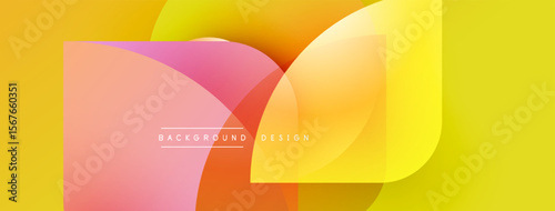 Abstract colorful layers overlap. Yellow, orange, pink hues create dynamic visual effect. Modern design element for backgrounds.