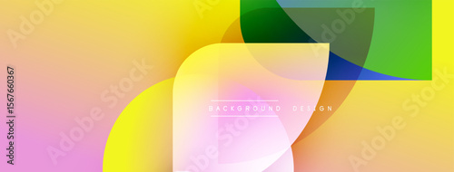 Abstract colorful background. Overlapping shapes create dynamic visual effect. Gradient hues blend smoothly, modern design element.