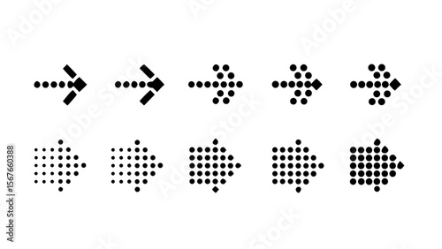 Vector arrows set design dotted style arrow collection arrowheads direction sign