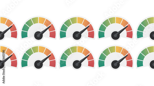 Speedometers red green yellow orange gauge dial