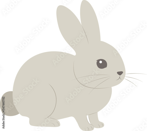 A Cute Grey Rabbit Sitting in Profile minimalist vector design.