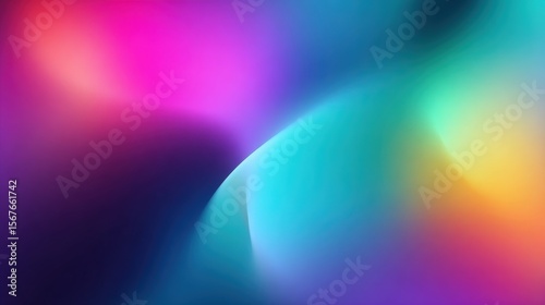 Abstract background featuring a dynamic gradient of vibrant colors including pink, purple, blue, and teal with soft, flowing shapes.