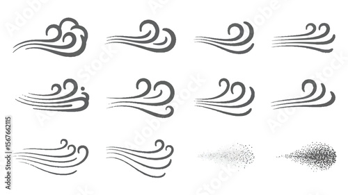 Swirling wind and spray elements breeze gust
