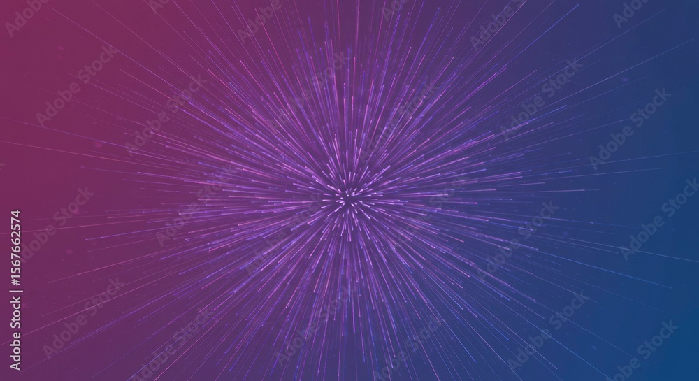Obraz premium Abstract burst of purple and blue lines radiating from center, creating dynamic, energetic visual