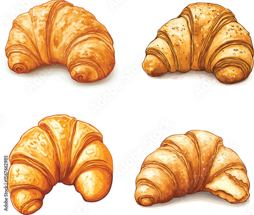 2D_cartoon_illustration_of_a_croissant_with_a_bite