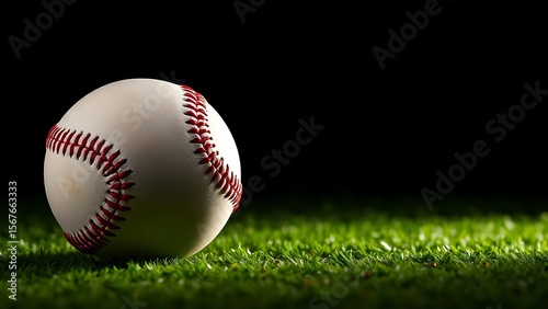 Baseball isolated on a black background with dramatic lighting, creating an intense and focused visual effect,Suitable for baseball games