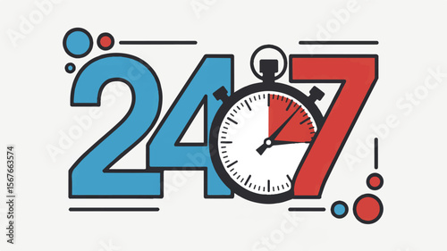 Twenty four seven stopwatch icon time clock