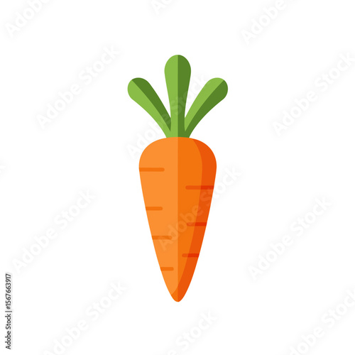 Vibrant Orange Carrot Illustration Fresh, Healthy Vegetable Icon Design in Flat Style
