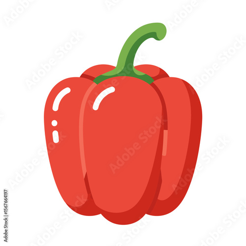 Vibrant Red Bell Pepper Icon Fresh, Healthy, and Delicious Vector Illustration