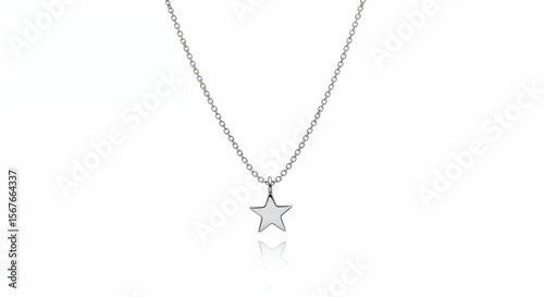Wallpaper Mural Minimalist star charm necklace isolated on white background, front view, chain links detail Torontodigital.ca