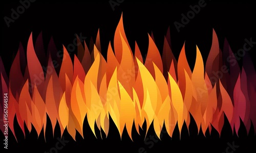 Vibrant Abstract Flames in Vivid Colors on a Black Background