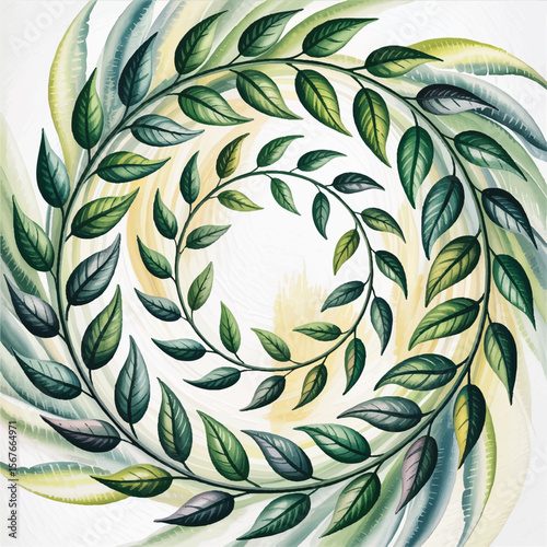 Verdant foliage spiral green leaves botanical