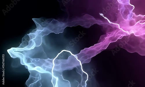 Abstract Blue and Pink Energy Waves on Dark Background Imagery