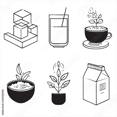Food and Drink Abstract Line Art Icons