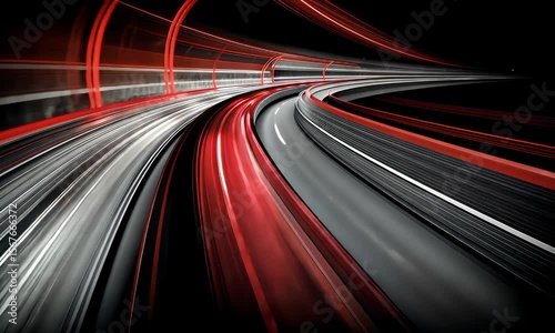 Dynamic Abstract Curved Lines in Bold Red and Black Colors