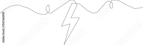 Lightning icon in continuous line drawing style. Line art of lightning bolt icon. Vector illustration. Abstract background editable stroke