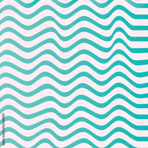 Seamless Teal Wave Line Pattern Vector with Abstract Wavy Stripes.